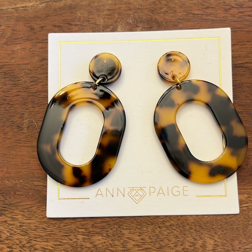 Anne Paige Tortoise Shell Acrylic Stud Hanging Earrings